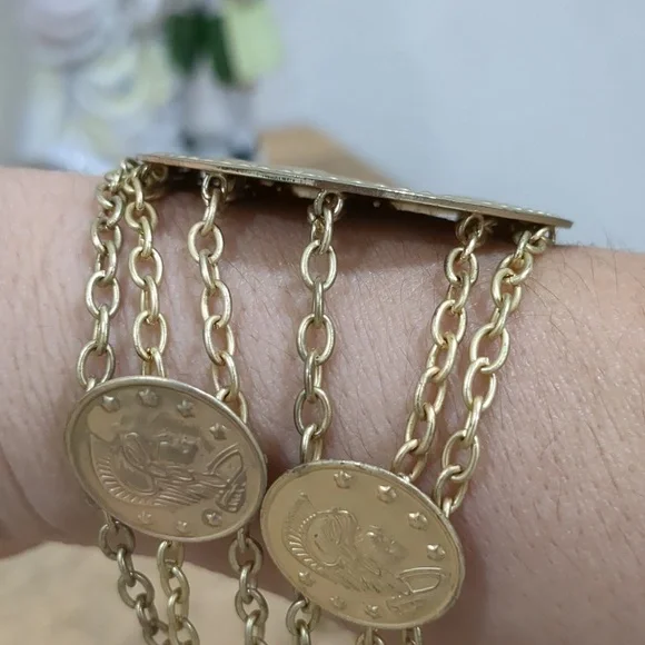 Greek Coins Multilayer Chains Bracelet - Picture 8 of 13